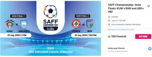 India Vs Lebanon Semi Final Tickets